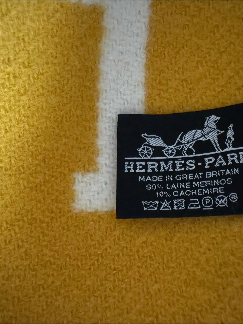Hermes Avalon III Blanket Throw with H yellow grey